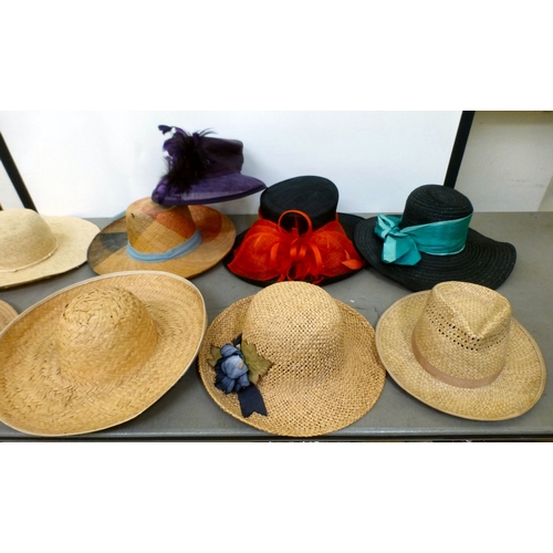 80 - Ladies hats: to include a black John Lewis example with a wide brim&nbsp;