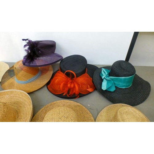 80 - Ladies hats: to include a black John Lewis example with a wide brim&nbsp;