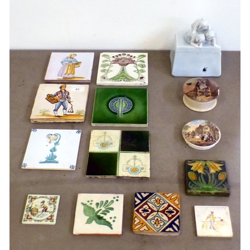 83 - Decorative ceramics: to include pottery tiles  variously decorated, ages & sizes
