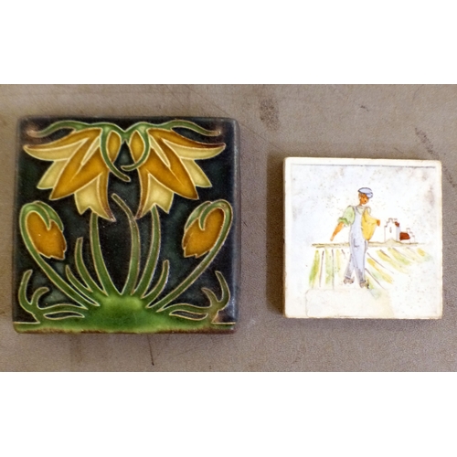 83 - Decorative ceramics: to include pottery tiles  variously decorated, ages & sizes