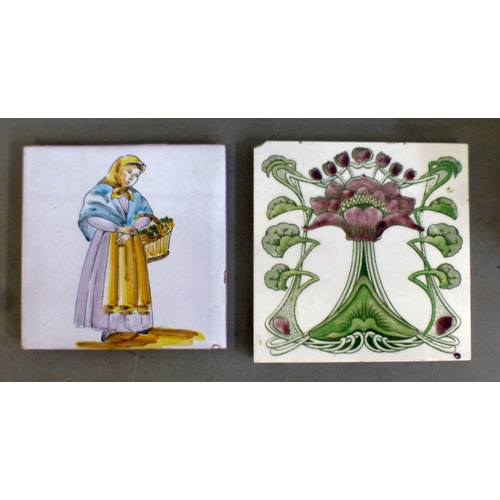 83 - Decorative ceramics: to include pottery tiles  variously decorated, ages & sizes