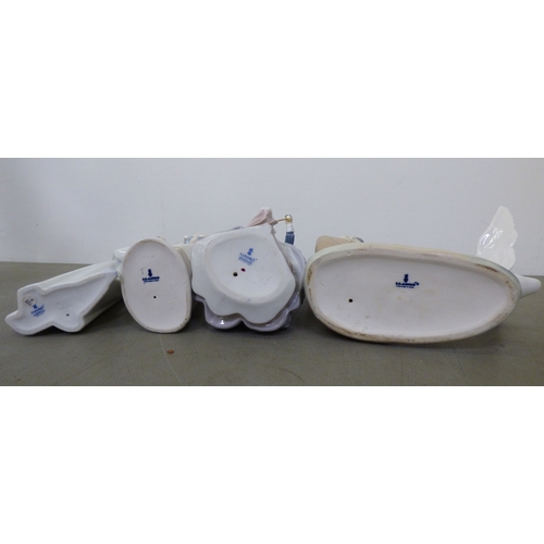 90 - Decorative items: to include six Lladro porcelain figures, featuring a girl being chased by a swan&n... 