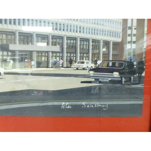 91 - Peter Sainsbury - an architectural study&nbsp; watercolour&nbsp; bears a signature&nbsp; 15