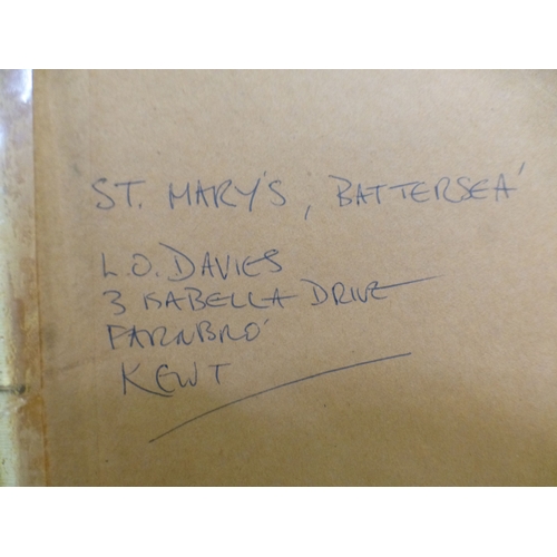 92 - Framed pictures and prints: to include Leslie Owen Davies - 'St Mary's Church, Battersea'&nbsp; oil ... 