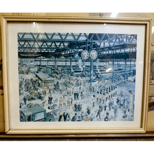 92 - Framed pictures and prints: to include Leslie Owen Davies - 'St Mary's Church, Battersea'&nbsp; oil ... 