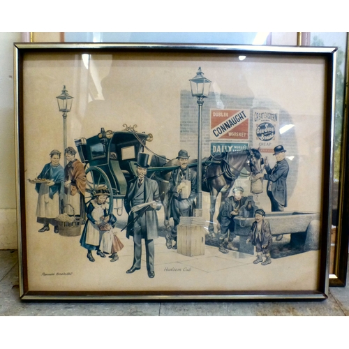 92 - Framed pictures and prints: to include Leslie Owen Davies - 'St Mary's Church, Battersea'&nbsp; oil ... 