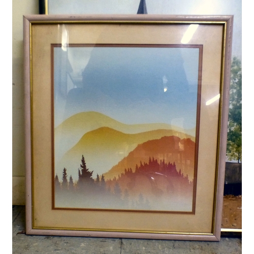 92 - Framed pictures and prints: to include Leslie Owen Davies - 'St Mary's Church, Battersea'&nbsp; oil ... 