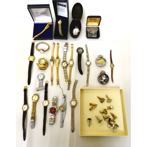 94 - Wrist and pocket watches&nbsp; variously cased and strapped; and various cufflinks&nbsp;
