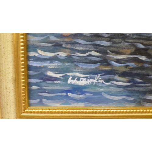 95 - W Mirkin - a Venetian café scene  oil on board  bears a signature  18