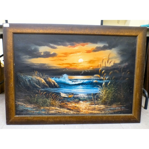 95 - W Mirkin - a Venetian café scene  oil on board  bears a signature  18