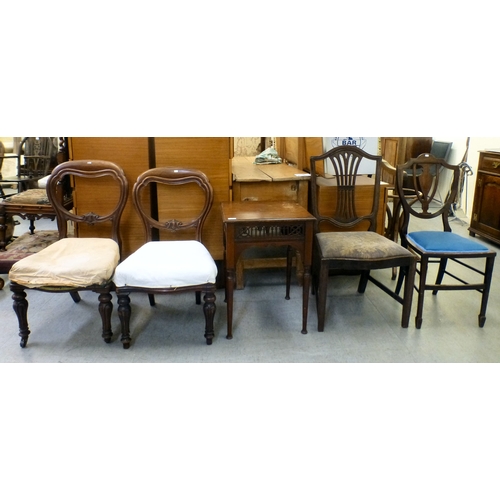 96 - Early 20thC and later small furniture: to include a mahogany splat back dining chair; and a mahogany... 