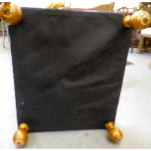 97 - A late Victorian mahogany framed tapestry upholstered nursing chair with carved decoration and barle... 