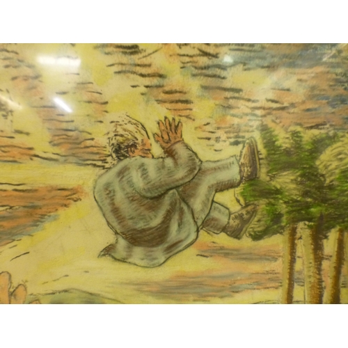 Attributed to Stephen Gregson - 'The Shout' pastel on paper bears a ...