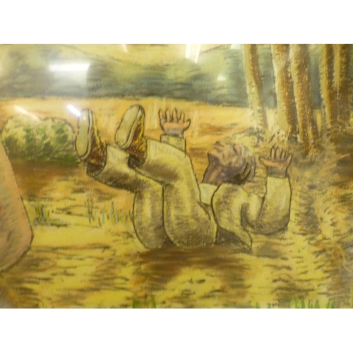 Attributed to Stephen Gregson - 'The Shout' pastel on paper bears a ...