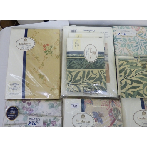 313 - Sanderson and other brands of bed linen&nbsp; variously patterned