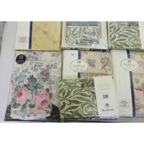 313 - Sanderson and other brands of bed linen&nbsp; variously patterned