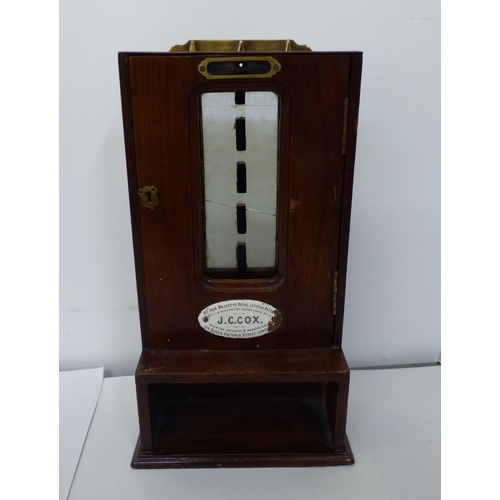322 - A late Victorian JC Cox mahogany cased counter-top till  (probably incomplete, typically used in Pub... 