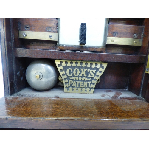 322 - A late Victorian JC Cox mahogany cased counter-top till  (probably incomplete, typically used in Pub... 