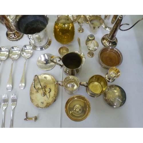 327 - Silver plated tableware: to include a cocktail shaker of tapered form