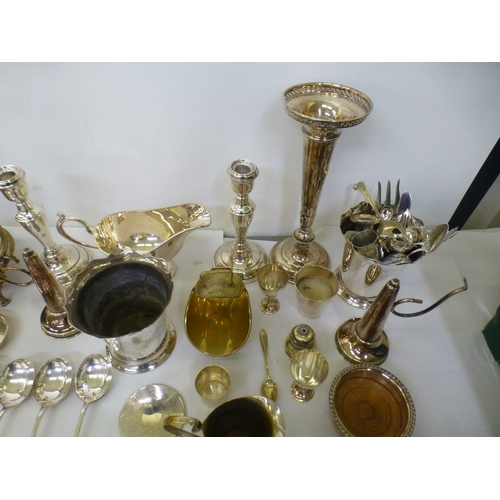 327 - Silver plated tableware: to include a cocktail shaker of tapered form