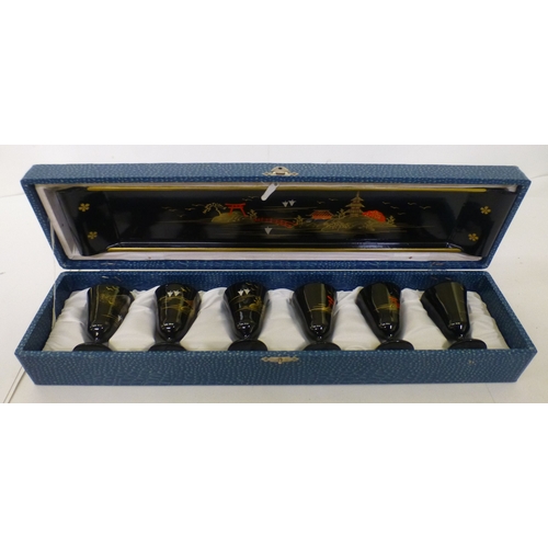 330 - Japanese lacquered tableware and accessories: to include chopsticks