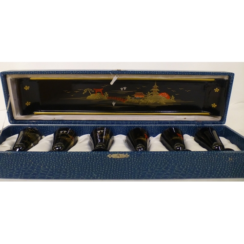 330 - Japanese lacquered tableware and accessories: to include chopsticks