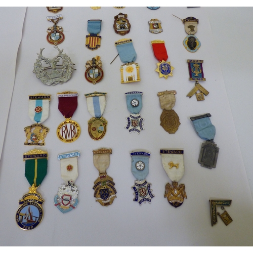 50 - Masonic medals and badges, some silver: to include 1950s and later examples