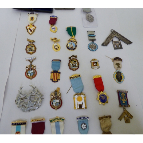 50 - Masonic medals and badges, some silver: to include 1950s and later examples