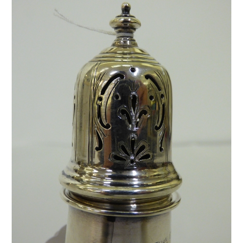 58 - A silver caster of pedestal form  Chester mark indistinct  (approx. 63.2grms)