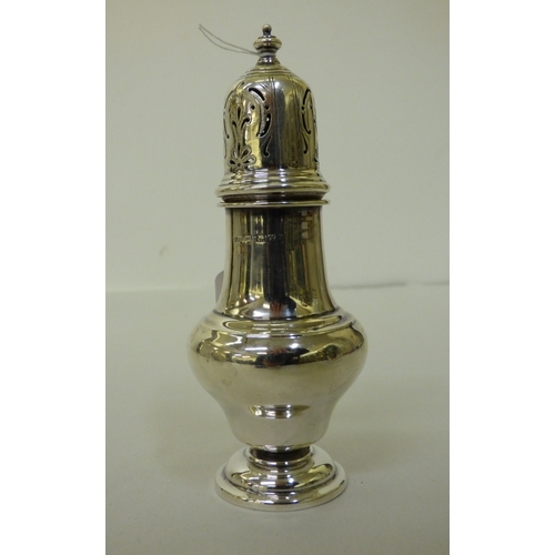 58 - A silver caster of pedestal form  Chester mark indistinct  (approx. 63.2grms)