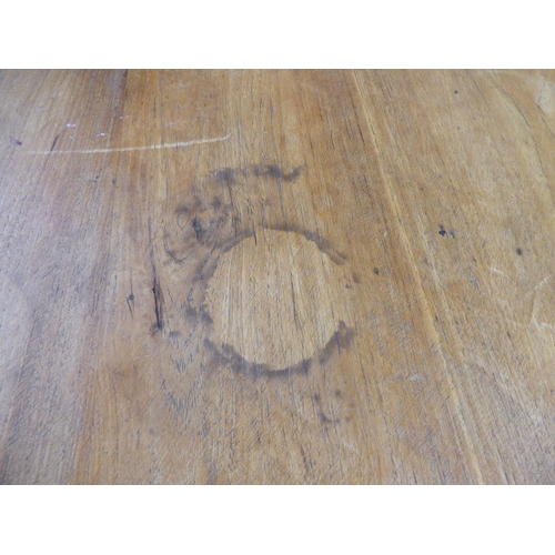 23 - A late 19th/early 20thC bleached mahogany centre table, the top raised on a grey painted pedestal an... 