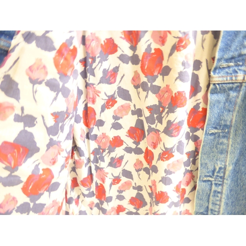 42 - A Levis Strauss & Co denim jacket, lined with Liberty pattern fabric&nbsp; Size M