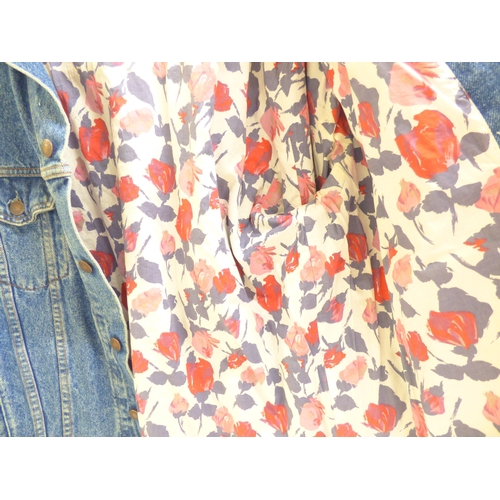 42 - A Levis Strauss & Co denim jacket, lined with Liberty pattern fabric&nbsp; Size M