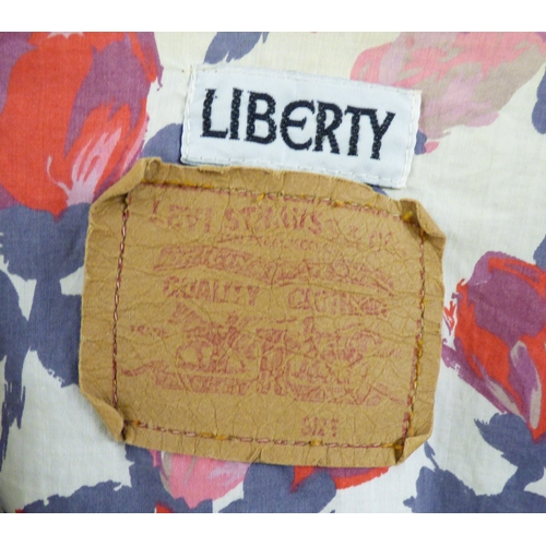 42 - A Levis Strauss & Co denim jacket, lined with Liberty pattern fabric&nbsp; Size M
