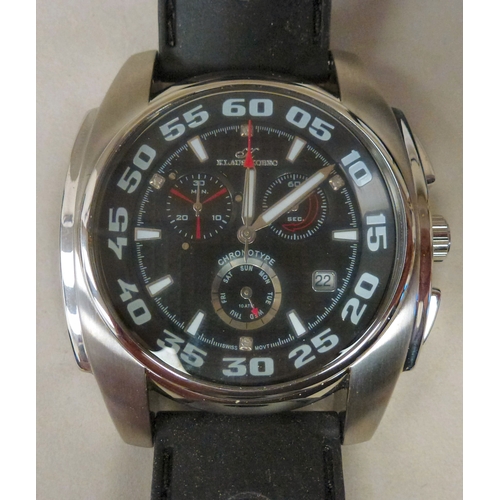 14 - A Klaus-Kobee Chronotype stainless steel cased wristwatch, faced by a baton dial, on a rubber strap&... 