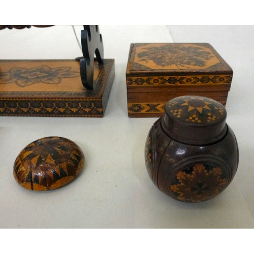 15 - Victorian Tunbridge ware collectables: to include a letter rack&nbsp; 5