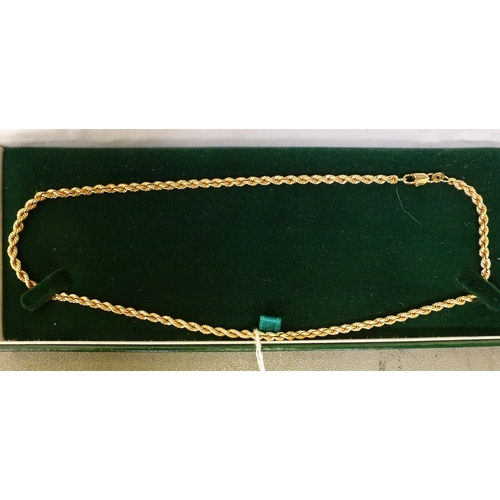 243 - A 9ct gold ropetwist necklace&nbsp; boxed&nbsp; (approx. 13.4grms)