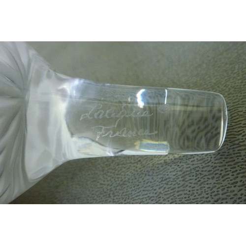 246 - Two Lalique frosted glass paperweights, fashioned as flowers  signed Lalique France  each 4