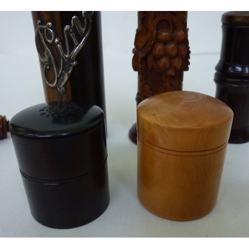 254 - Treen collectables: to include a silver mounted coromandel pin holder&nbsp; 4