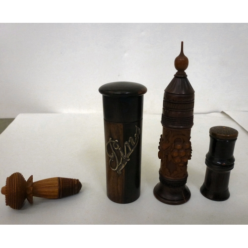 254 - Treen collectables: to include a silver mounted coromandel pin holder&nbsp; 4