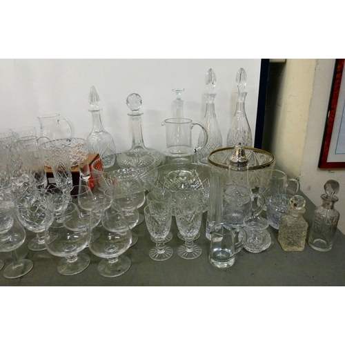 272 - Glassware: to include decanters; bowls; and glasses  largest 14