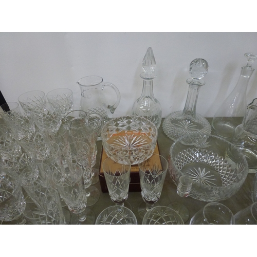 272 - Glassware: to include decanters; bowls; and glasses  largest 14