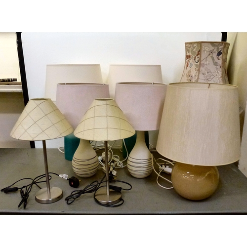275 - Modern interior lamps: to include a pair of two-tone crackle glazed examples  each 16