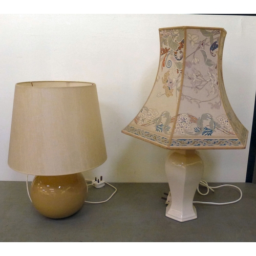 275 - Modern interior lamps: to include a pair of two-tone crackle glazed examples  each 16