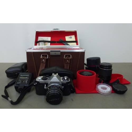 279 - An Asahi Pentax ME Super camera with carry case and accessories