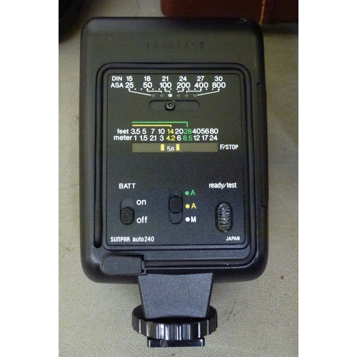 279 - An Asahi Pentax ME Super camera with carry case and accessories