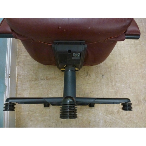 28 - WITHDRAWN   A Vitra Bellini Collection design rotating office chair, upholstered in red hide