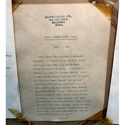 280 - Arthur Trevor Haddon - a village scene with a young man fishing  watercolour  bears a signature &amp... 