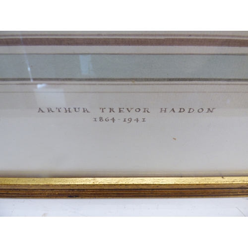 280 - Arthur Trevor Haddon - a village scene with a young man fishing  watercolour  bears a signature &amp... 