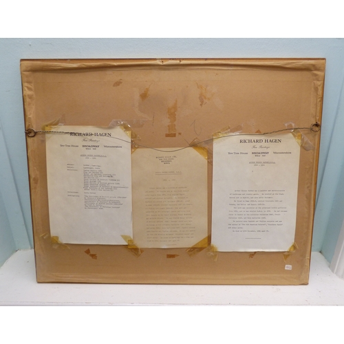 280 - Arthur Trevor Haddon - a village scene with a young man fishing  watercolour  bears a signature &amp... 